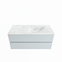 MONDIAZ VICA-DLUX 110cm badmeubel onderkast Clay 2 lades. Inbouw wastafel CLOUD rechts 1 kraangat, kleur Opalo. - thumbnail
