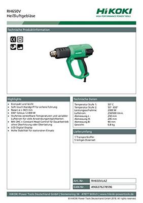 HiKOKI heteluchtpistool - RH650VLAZ - 2000W - LCD display - in koffer - thumbnail
