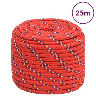 Boottouw 16 mm 25 m polypropyleen rood Boottouw 16 mm 25 m polypropyleen rood