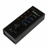 StarTech.com 4 poorten USB 3.0 hub plus 3 oplaadaansluitingen (2 x 1 A & 1 x 2 A) - metalen behuizing voor wandmontage - USB-hub met laadpoorten - thumbnail