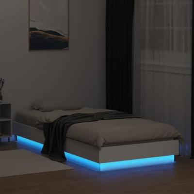 Bedframe met LED-verlichting wit 100x200 cm