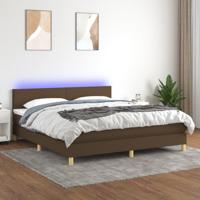Boxspring met matras en LED stof donkerbruin 180x200 cm - thumbnail