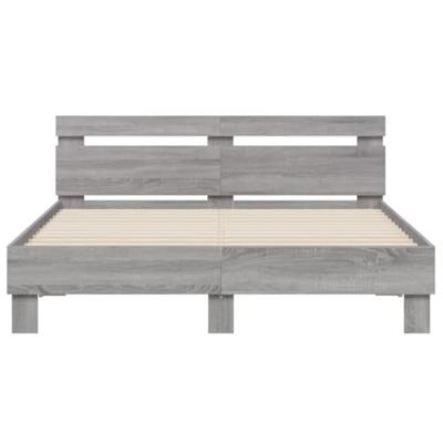 Bedframe met hoofdeinde bewerkt hout grijs sonoma 140x200 cm