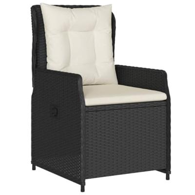 Tuinstoelen 2 st verstelbaar poly rattan zwart - thumbnail