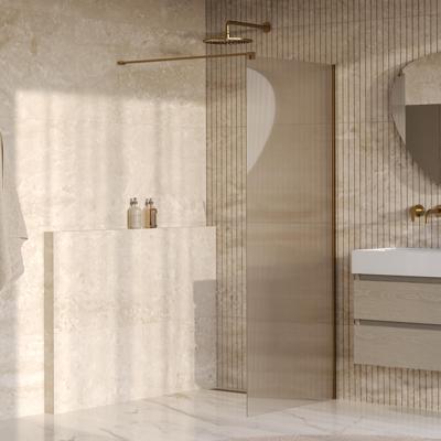 BRAUER Oblivion Flow inloopdouche helder ribbelglas 100x200 incl. glascoating Geborsteld Goud PVD