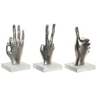 Decoratieve figuren DKD Home Decor Zilverkleurig 10 x 10 x 20 cm (3 Stuks) - thumbnail
