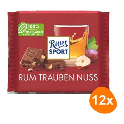 Ritter Sport - Rum Rozijnen Hazelnoten - 12x 100g