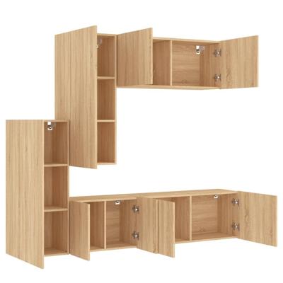 5-delige Tv-wandmeubelset bewerkt hout sonoma eikenkleurig - thumbnail
