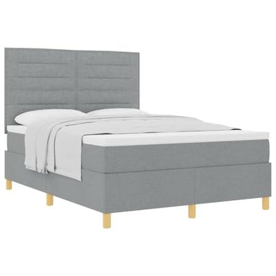 Boxspringbed met matras Lichtgrijs 160 x 200 cm Stof
