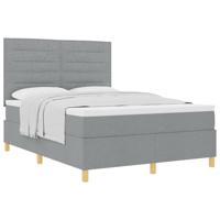 Boxspringbed met matras Lichtgrijs 160 x 200 cm Stof - thumbnail