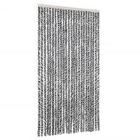Vliegengordijn 100x200 cm chenille grijs en zwart-wit - thumbnail