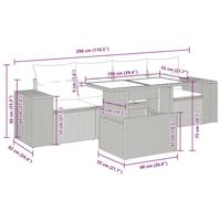 5-delige Loungeset met kussens poly rattan zwart - thumbnail