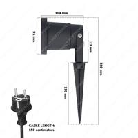 Sydney LED prikspot - GU10 4 Watt 345 lumen - Dimbaar - Kantelbaar - 2700K warm wit - IP65 Waterdicht - 1.5m kabel met EU-stekker - Zwart - thumbnail