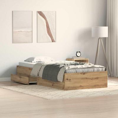 Bedframe met lades met lade artisanaal eikenkleurig 90 x 200 cm