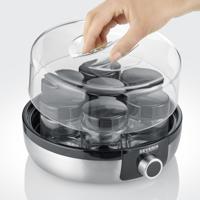 Severin JG3521 Yoghurtmaker 7 Serveerglazen Geborsteld RVS/Zwart - thumbnail