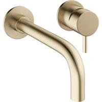 Crosswater MPRO inbouw wastafelkraan met inbouwdeel en 14cm en 22cm uitloop geborsteld messing (goud) 2x sw84108/sw209243 - thumbnail