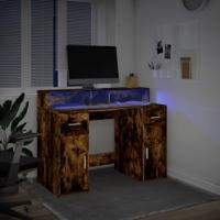 Bureau met LED-verlichting 120x55x91 cm hout gerookt eikenkleur - thumbnail