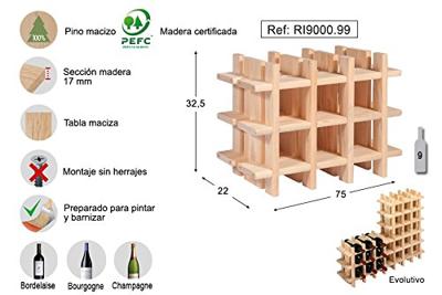 Flessenrek Astigarraga Evolutivo rioja Bruin Pijnboom (43 x 22 x 32,5 cm)
