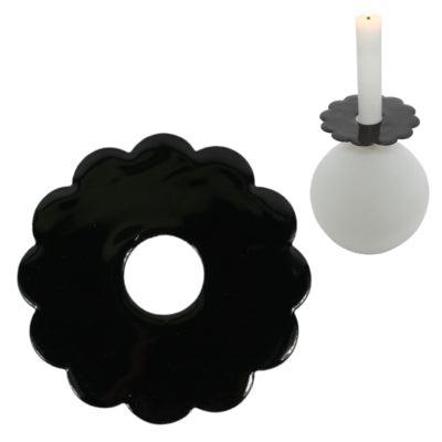 Stjernsund kaarsenring loua bloem zwart glans 9,3 cm | 24 stuks