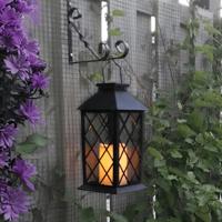 Solar lantaarn candle ii zwart met kaars buitenlamp op zonne energie - thumbnail