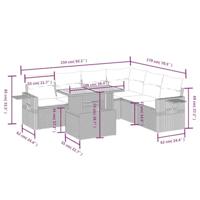 7-delige Loungeset met kussens poly rattan beige - thumbnail