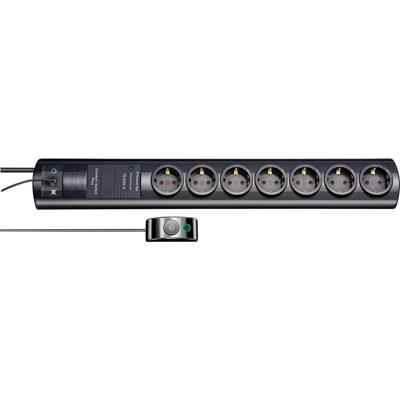 Brennenstuhl Primera-Tec Comfort Switch Plus 19.500A stekkerdoos met overspanningsbeveiliging 7-voudig zwart 2m H05VV-F 3G1,5 2 permanent, 5