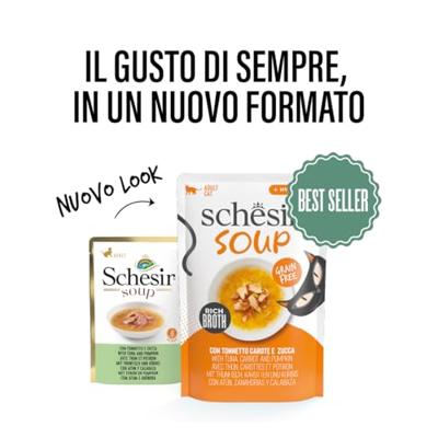 Schesir Cat Soup met tonijn, wortel en pompoen natvoer kat (zakjes) 2 dozen (24 x 40 g) - thumbnail