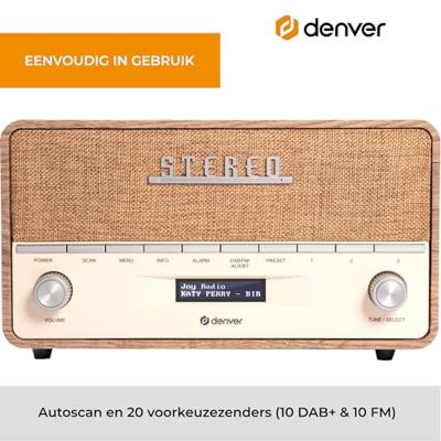 Denver DAB-36LW LIGHT WOOD Radio DAB+, VHF (FM) Hout (mat) Denver DAB-36LW LIGHT WOOD Radio DAB+, VHF (FM) Hout (mat)