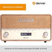 Denver DAB-36LW LIGHT WOOD Radio DAB+, VHF (FM) Hout (mat) - thumbnail