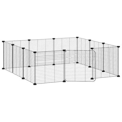 VidaXL Huisdierkooi met 12 panelen en deur, zwart 35x35 cm staal - thumbnail