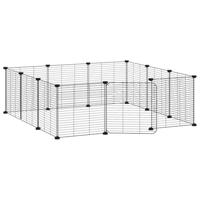 VidaXL Huisdierkooi met 12 panelen en deur, zwart 35x35 cm staal - thumbnail