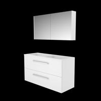 Basic-Line Comfort 46 Badkamermeubelset - 120 x 46 cm - Met Grepen - 2 Lades - Acryl Wastafel - Zonder Kraangat - Spiegelkast - Ice White - thumbnail