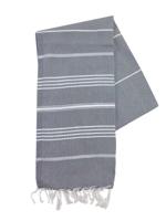 The One Towelling Hamamdoek Antraciet/Wit - thumbnail