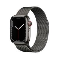 Apple Watch Series 7 (GPS + Cellular, 45mm) smartwatch - kast van grafietkleurig roestvrij staal - Grafietkleurig Milanees bandje. Conditie bijhouden, Saturatie-app en Ecg-app, waterbestendig - thumbnail