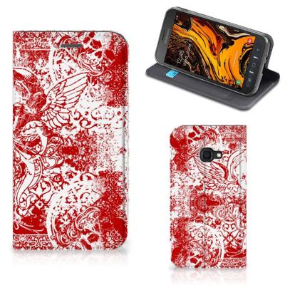 Mobiel BookCase Samsung Galaxy Xcover 4s Angel Skull Rood