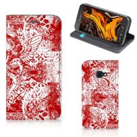 Mobiel BookCase Samsung Galaxy Xcover 4s Angel Skull Rood - thumbnail