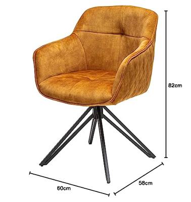 Draaidesign stoel EUPHORIA mosterdgeel fluweel met armleuning metalen frame zwart - 40260