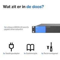 Linksys LGS124-EU 24-poorts onbeheerde Gigabit-netwerkswitch - Ethernet-switch/hub met metalen behuizing voor thuis en kantoor - Tafelmodel of wandbevestiging, Ethernet-splitter, Plug-and-play - thumbnail