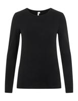 Dames ondershirt lange mouw - Long Tee - Katoenen T-shirt lange mouwen - Wit - Zwart - thumbnail