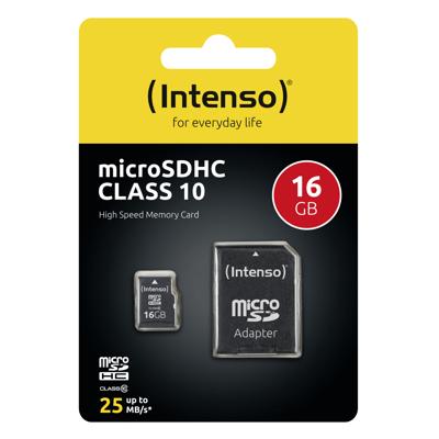 Intenso High Performance microSDHC-kaart 16 GB Class 10 Incl. SD-adapter Intenso High Performance microSDHC-kaart 16 GB Class 10 Incl. SD-adapter
