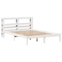 Bedframe zonder matras massief grenenhout wit 160x200 cm - thumbnail