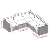 5-delige Loungeset met kussens poly rattan bruin - thumbnail