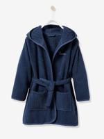 Kinderbadjas met capuchon marineblauw - thumbnail
