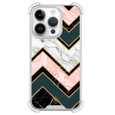 iPhone 14 Pro siliconen shockproof hoesje - Marmer triangles