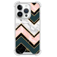 iPhone 14 Pro siliconen shockproof hoesje - Marmer triangles - thumbnail