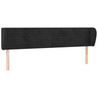 Hoofdbord met randen 163x23x78/88 cm fluweel zwart - thumbnail