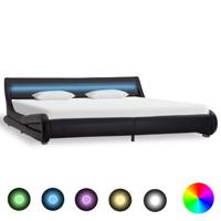 vidaXL Bedframe met LED kunstleer zwart 180x200 cm - thumbnail