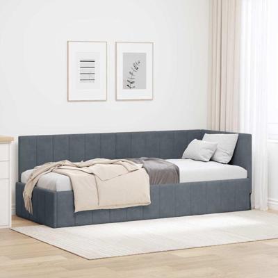 Hoekbedframe met hoofdeinde Donkergrijs 80 x 200 cm Fluweel