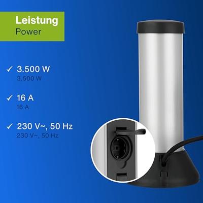 Buitenstopcontact paal kunststof 2 stopcontacten 37cm hoog 2 meter snoer met stekker - thumbnail