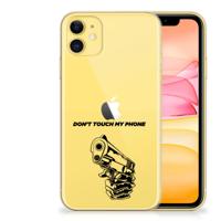Apple iPhone 11 Silicone-hoesje Gun Don't Touch My Phone - thumbnail